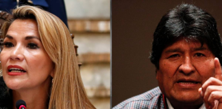 Jeanine Áñez y Evo Morales