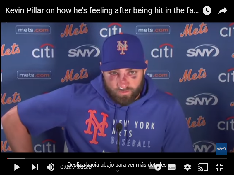 Kevin Pillar aseguró que está bien luego de recibir pelotazo en la cara