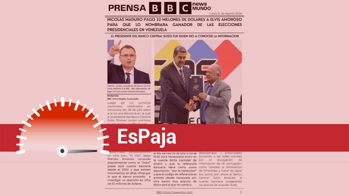 ¿La BBC publicó que Maduro pagó 32 millones de dólares a Amoroso para que lo declarara presidente de Venezuela en comicios del 28 de julio?