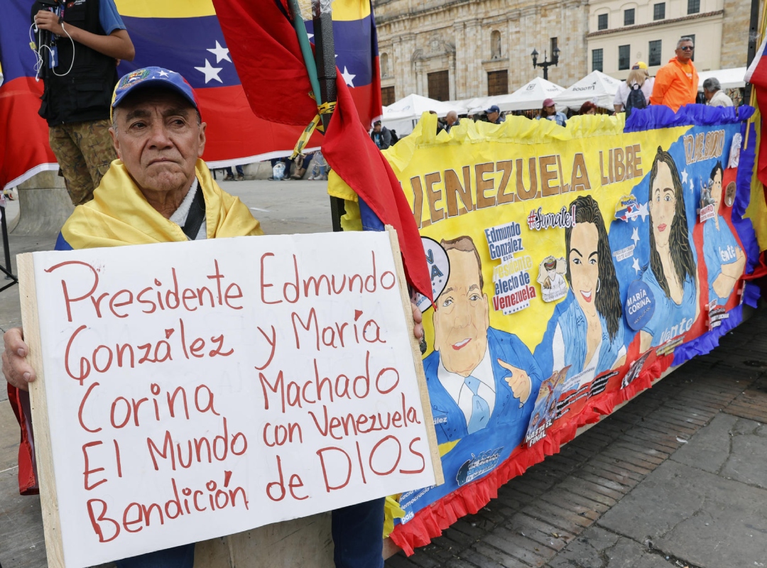 Venezolanos en Bogotá protestaron a favor de Edmundo González