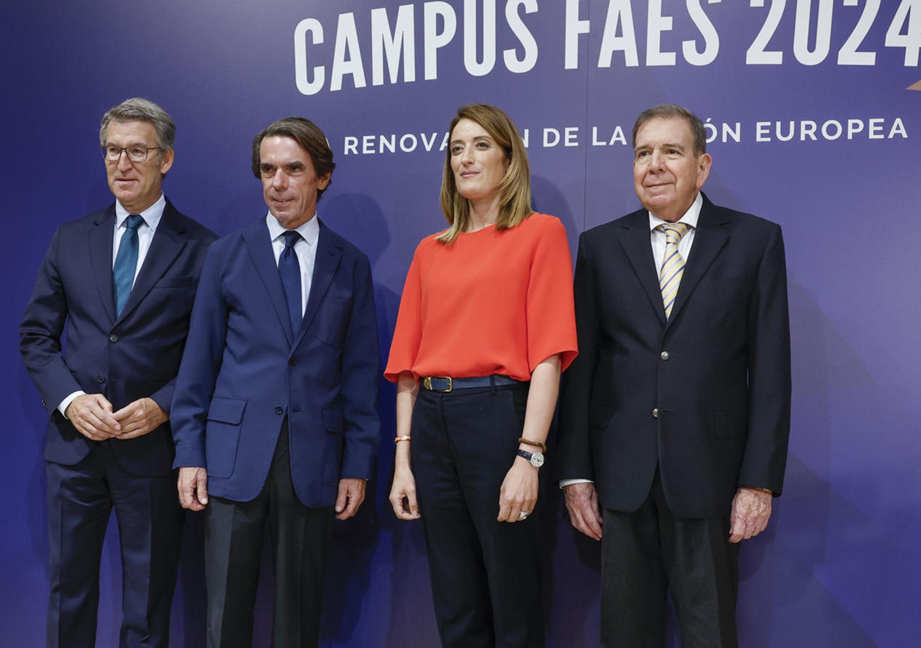 Feijóo, Metsola, Aznar y Edmundo González asisten a la clausura del Campus FAES 2024