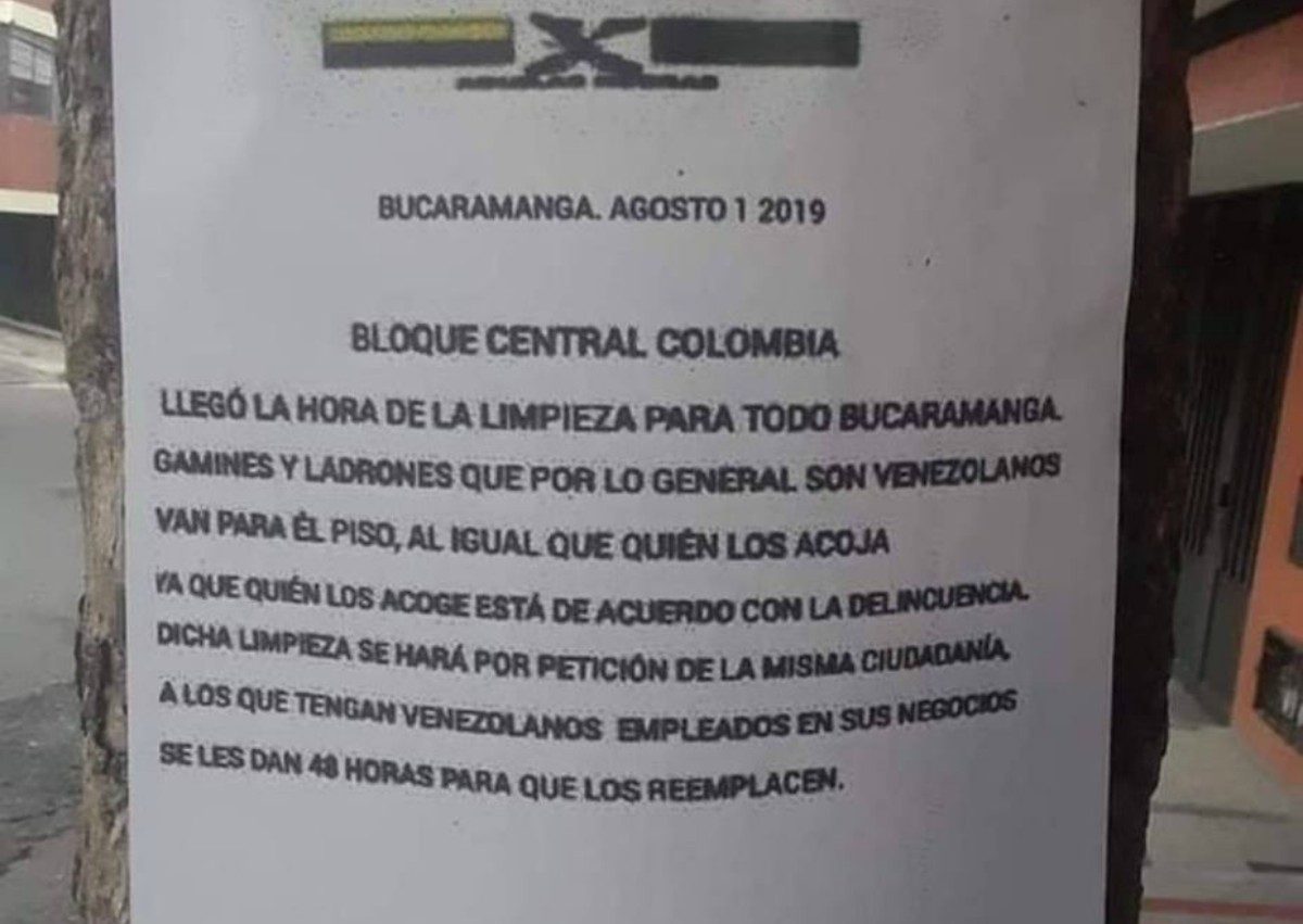 Investigan panfletos amenazantes contra venezolanos en Bucaramanga