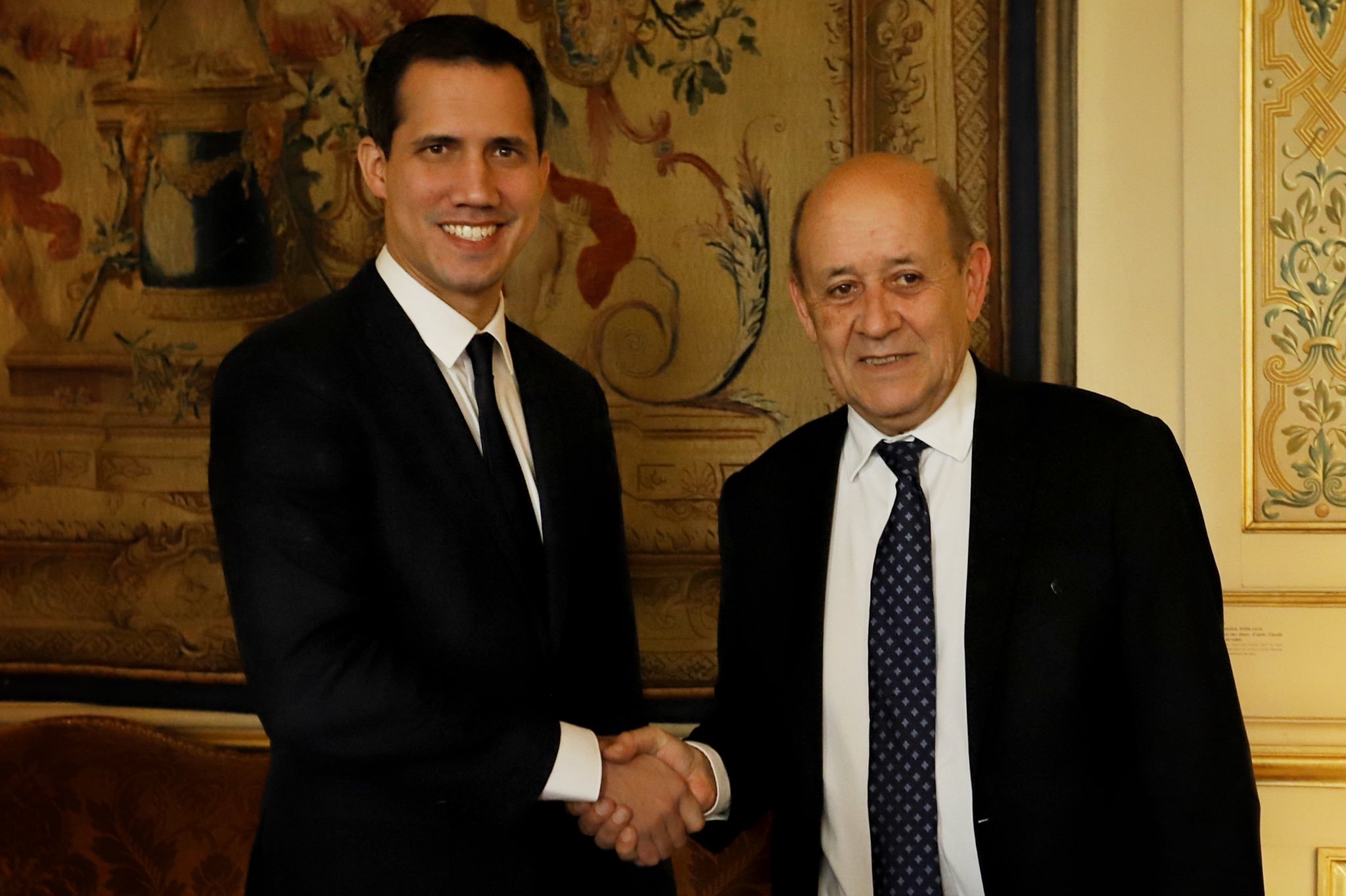 Juan Guaidó y Canciller de Francia