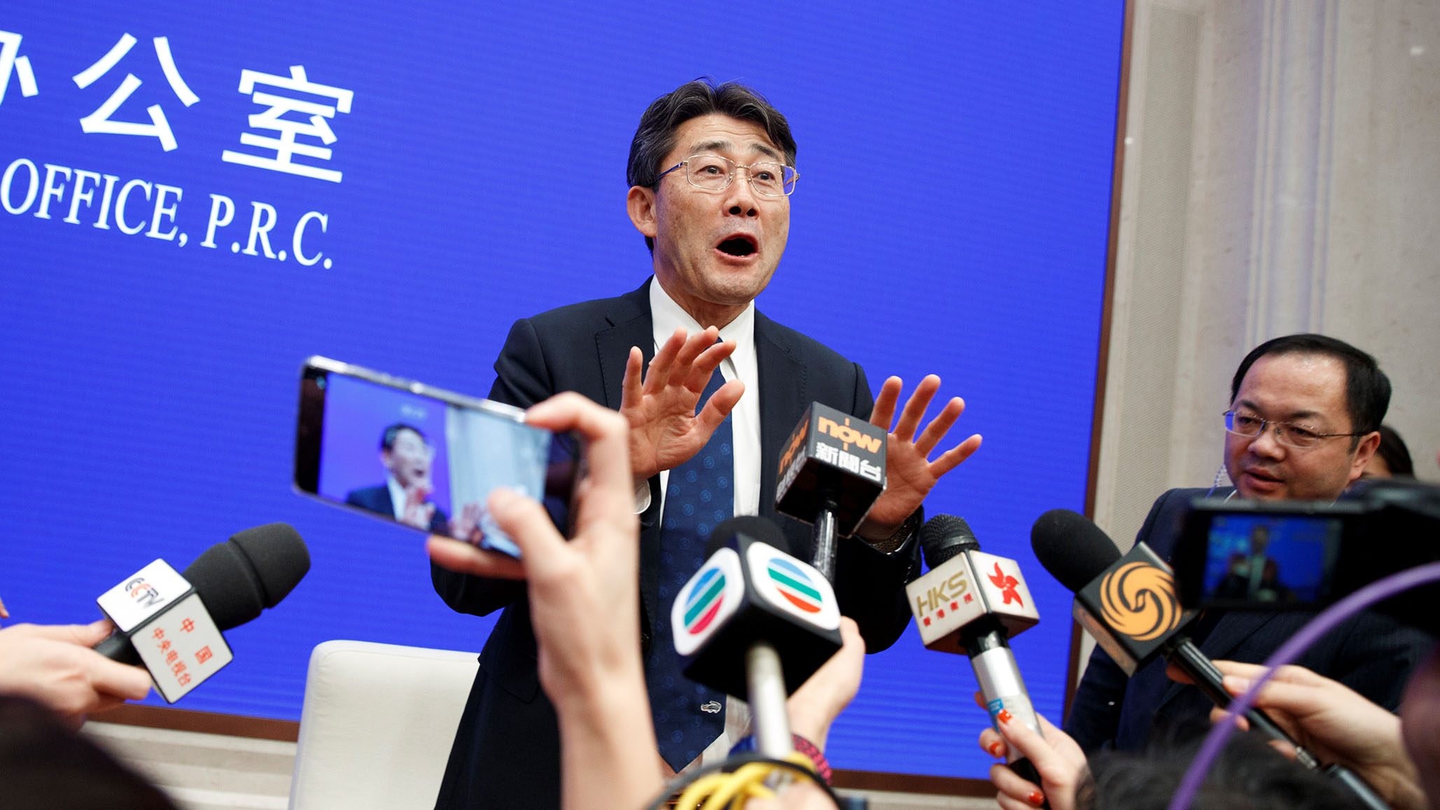 Gao Fu, director of China Center for Disease Control and Prevention addresses the media after a briefing in Beijing