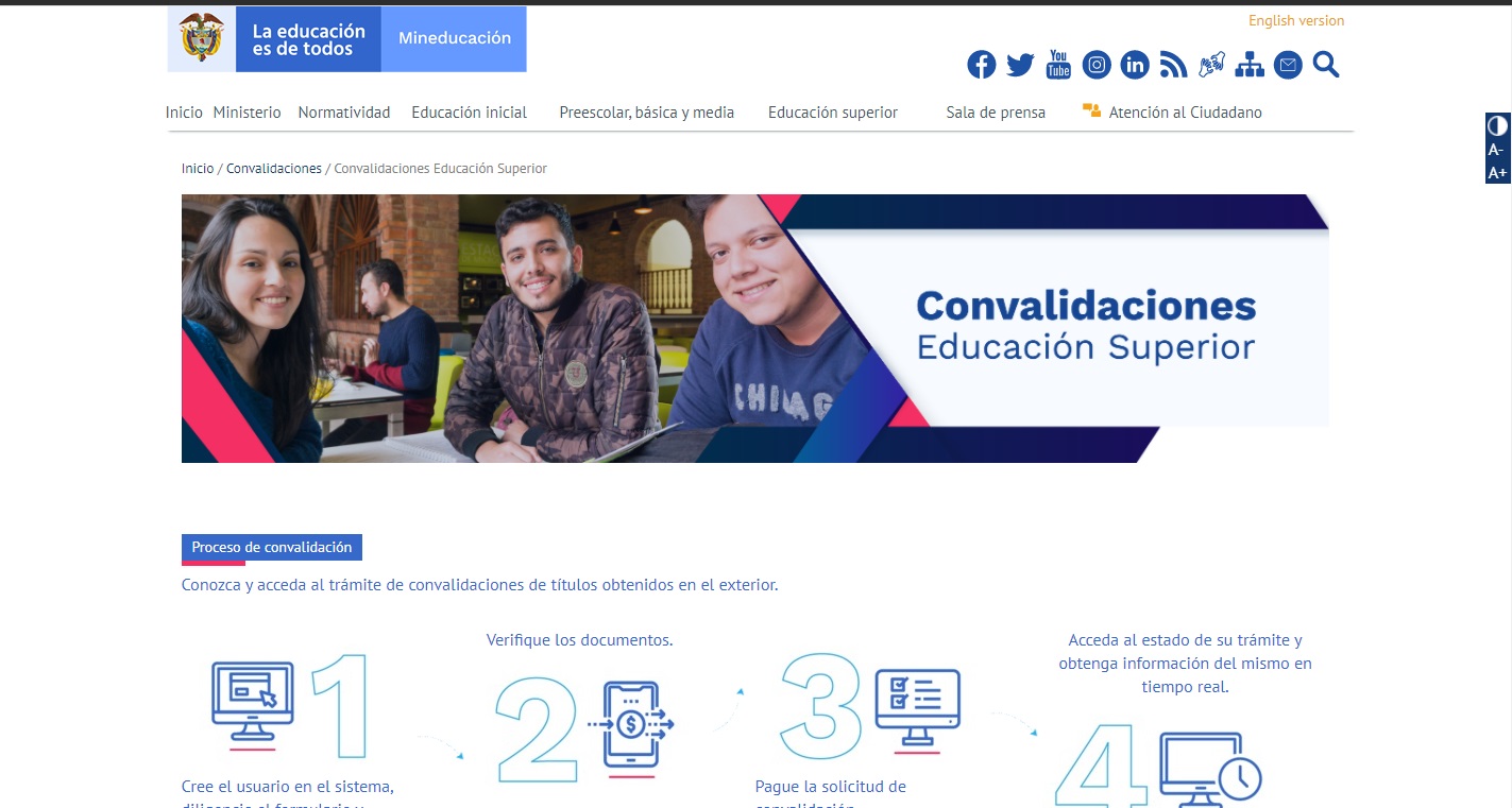 Trámite para convalidación de estudios en Colombia se puede realizar de forma virtual