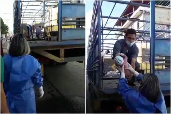 Una mujer parió en un camión para el transporte de ganado en Tucupido
