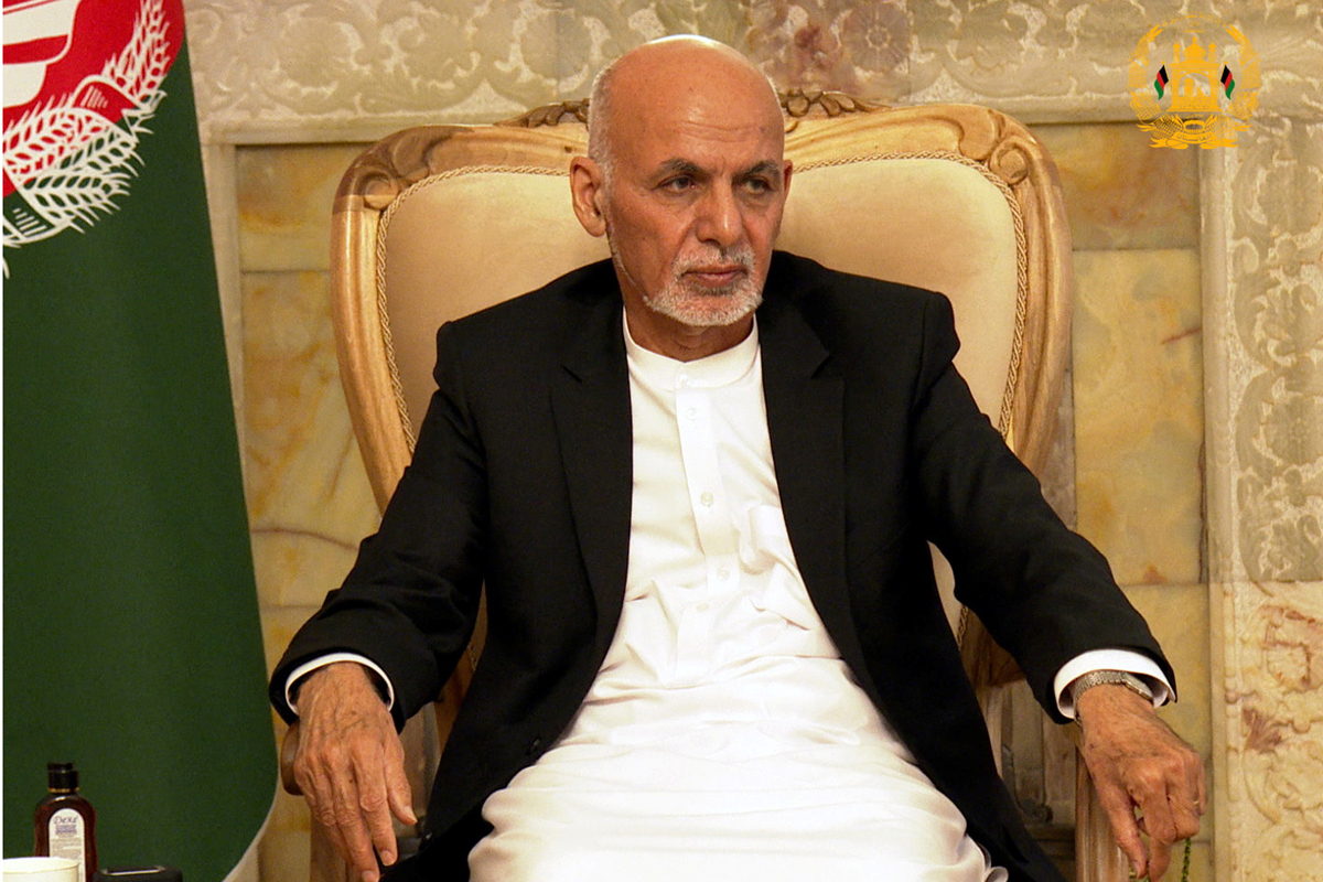 Afghanistan’s President Ashraf Ghani addresses the nation in a message in Kabul