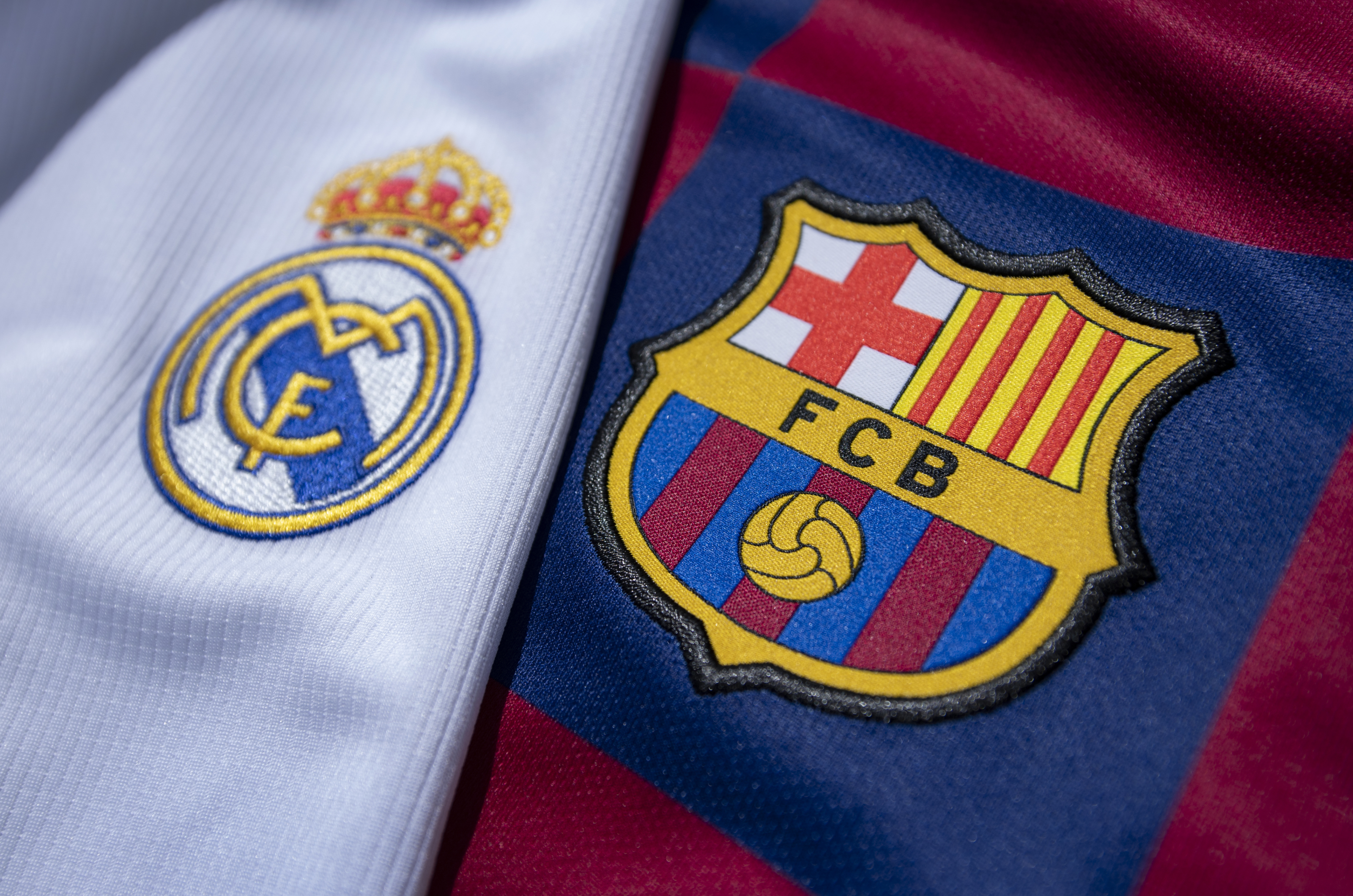 The FC Barcelona and Real Madrid Club Badges