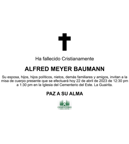 Obituario Alfred Meyer Baumann