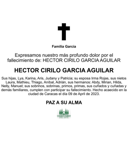 Obituario Héctor Cirilo García Aguilar