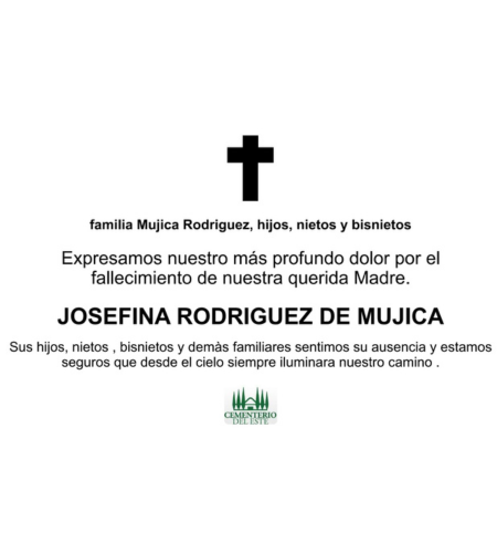 Obituario Josefina Rodríguez De Mujica