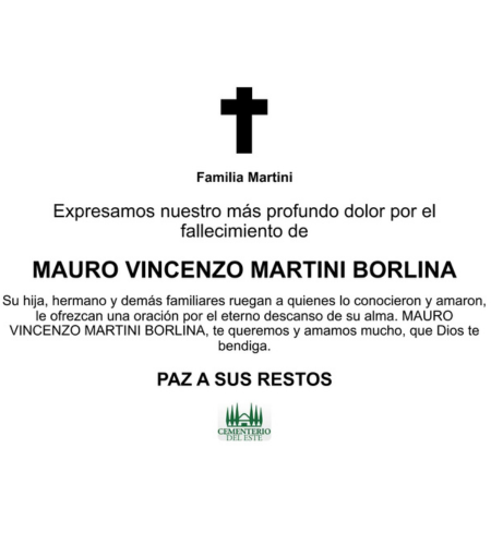 Obituario Mauro Vincenzo Martini Borlina