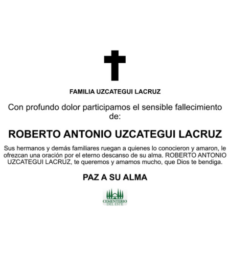 Obituario Roberto Antonio Uzcátegui Lacruz