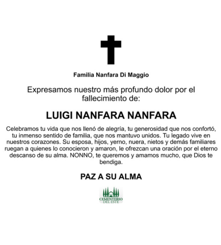 Obituario Luigi Nanfara Nanfara