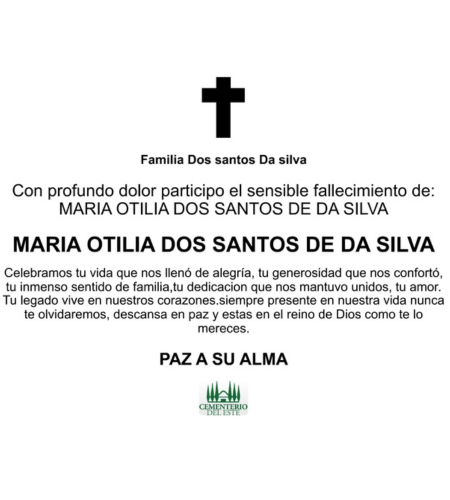 Obituario Maria Otilia Dos Santos De Da Silva