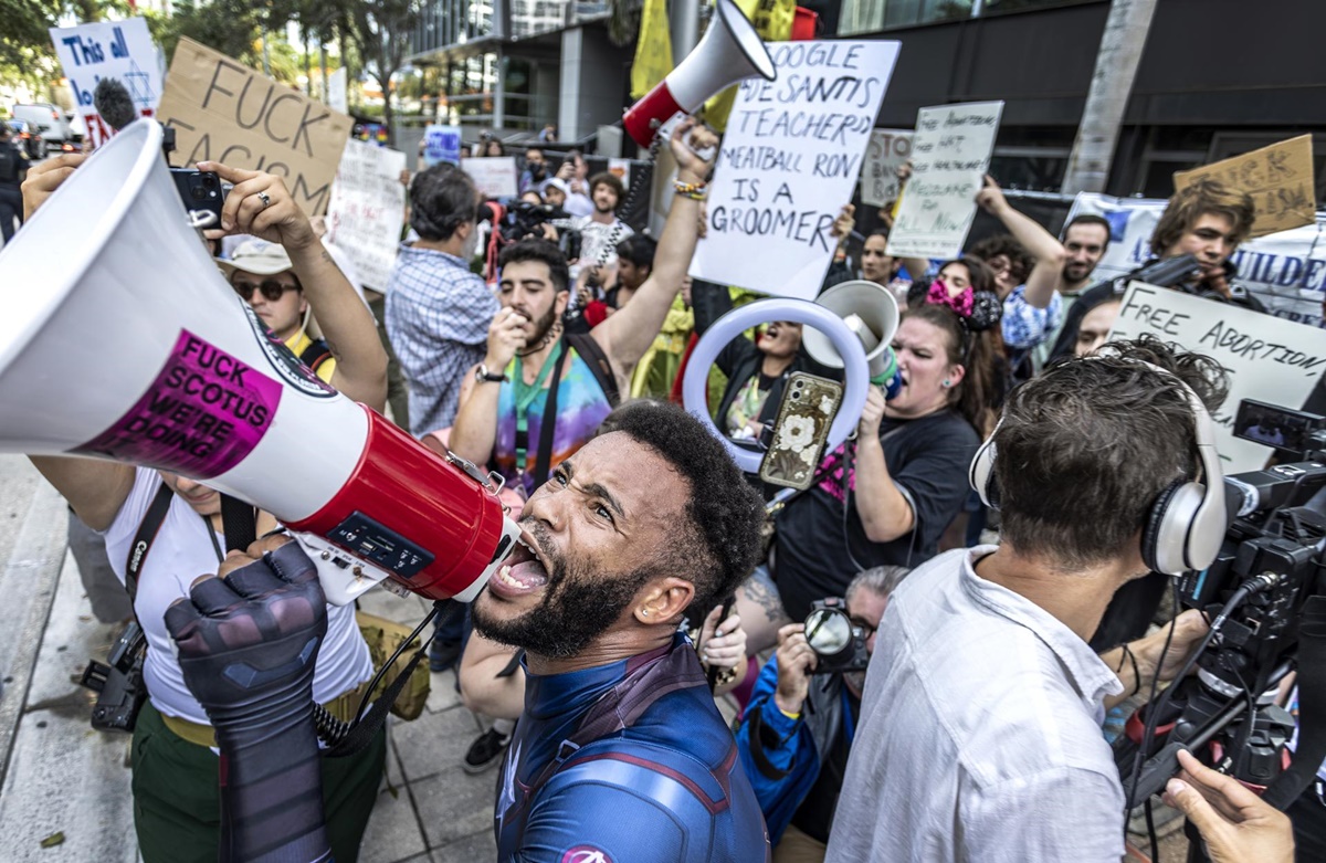 Protest against Florida Governor DeSantis Presidential candidacy