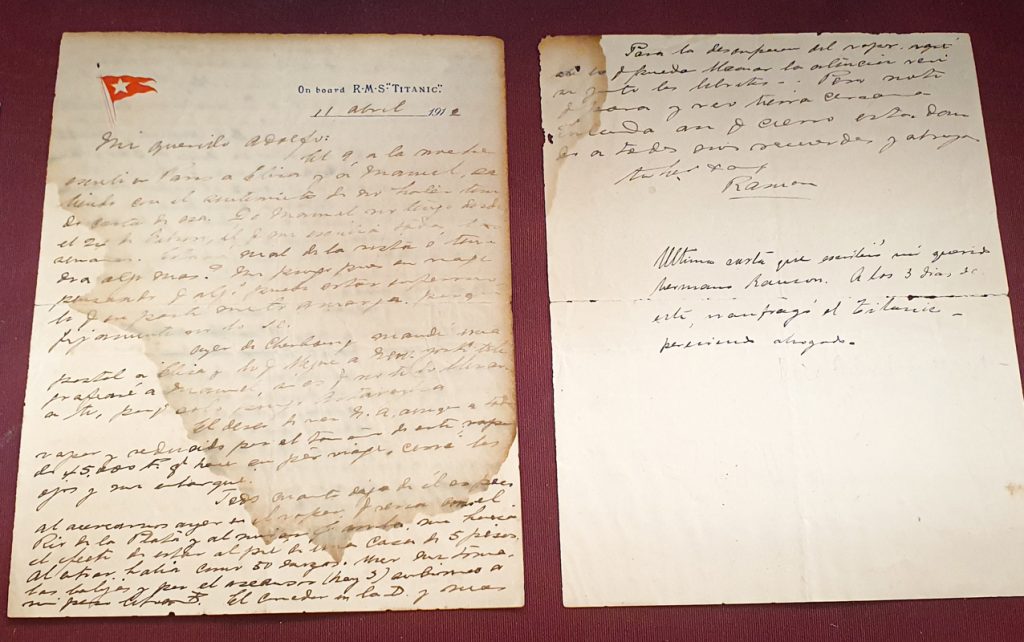 Carta de uruguayo subastada escrita en el Titanic
