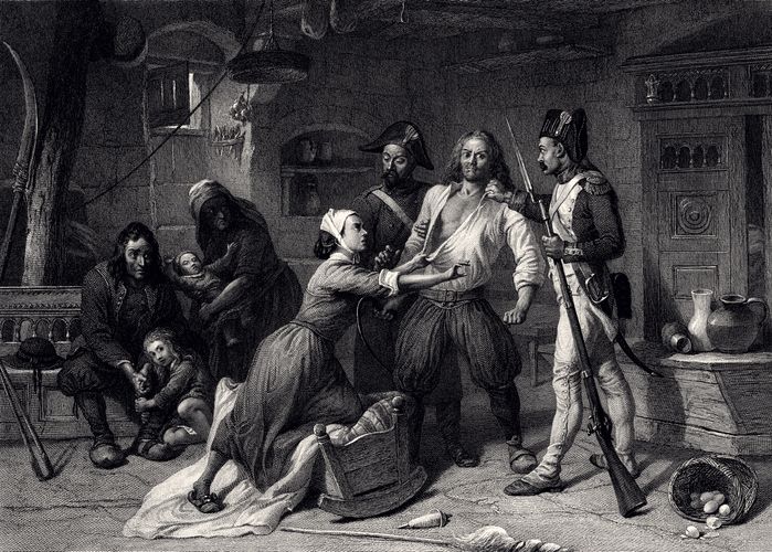 Ilustración del arresto de un campesino en 1793
