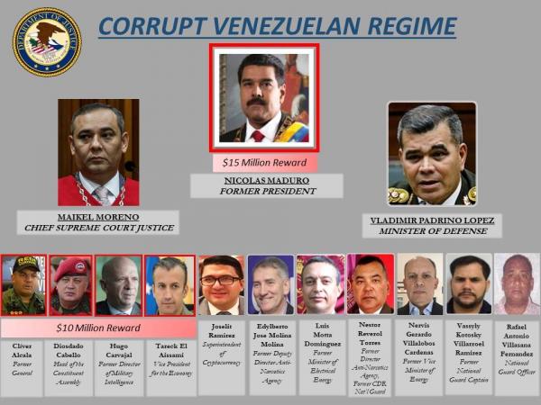 recompensas por Maduro y otros funcionarios