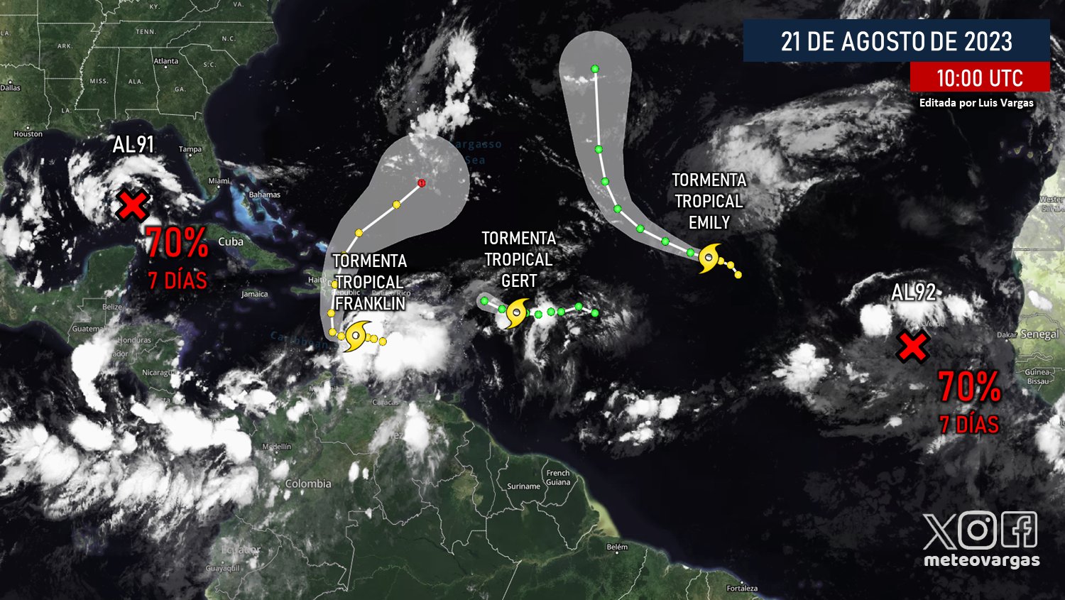 Tormenta tropical Franklin provocará lluvias en gran parte del país