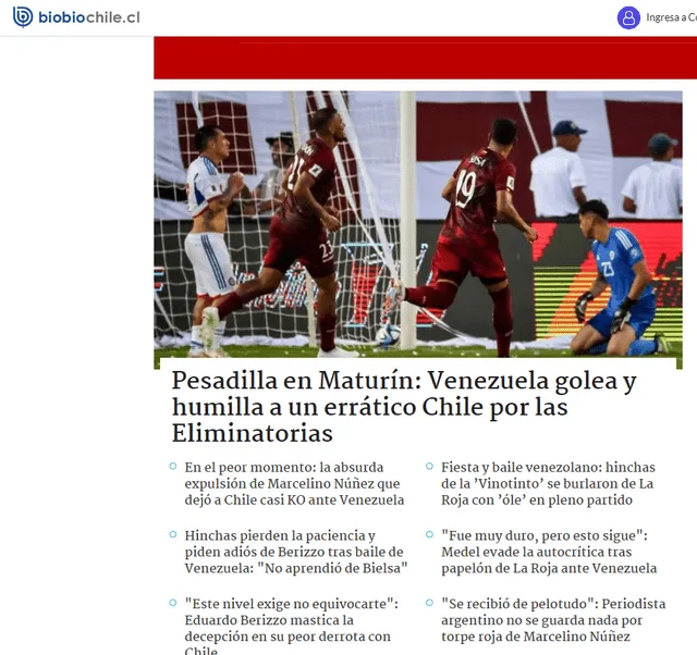 Prensa chilena Vinotinto