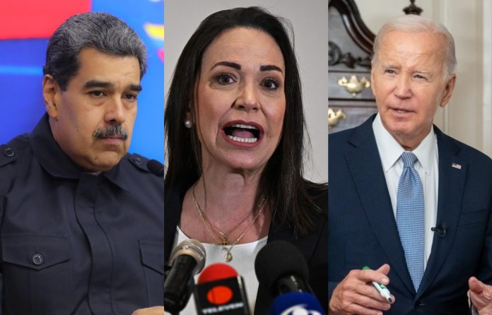 Maduro, María Corina Machado y Biden
