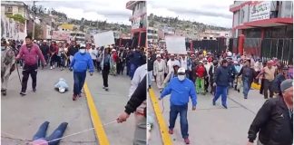 Manifestantes exigen desalojo a venezolanos en localidad de Ecuador