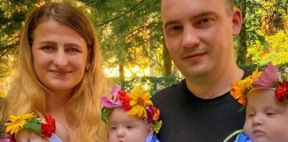 Hanna, Andriy y sus tres hijas, que nacieron cuando las tropas rusas invadieron Ucrania en 2022. Foto Hanna Berezynets
