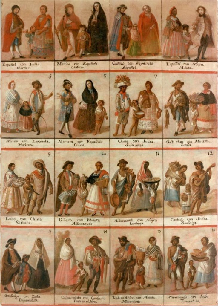En la época novohispana, ilustraciones como estas fueron llevadas a Europa para mostrar el mestizaje