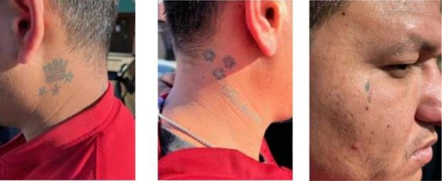Los tatuajes de Diego Ibarra. (Departamento de Justicia / CNN)