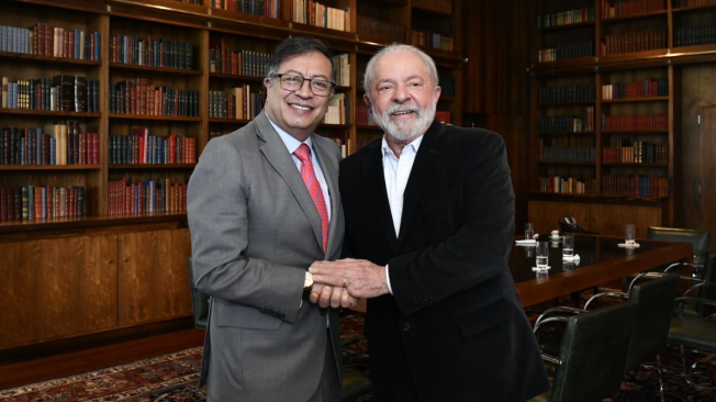 El presidente Gustavo Petro y su homologo brasileño Lula da Silva. Foto: Cuenta oficial de Twitter @petrogustavo