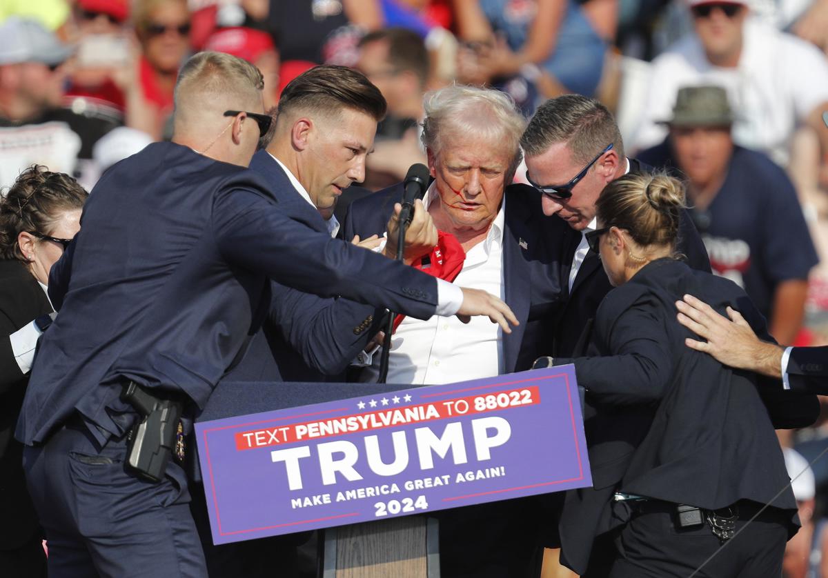 Former US President Donald Trump rushed off stage after incident at campaign rally