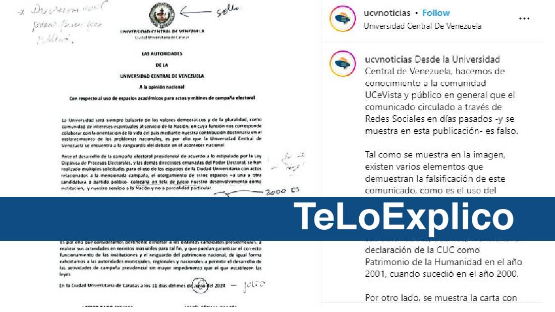 Elecciones 2024 | ¿Qué postura fijaron autoridades de la UCV sobre el evento de González y Machado en esa universidad?