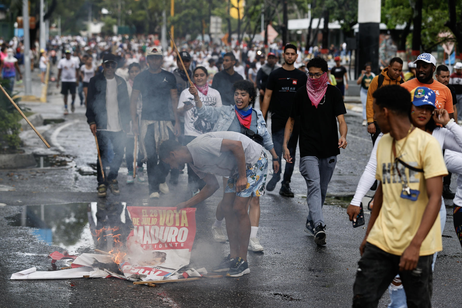 Protestas en Caracas contra los resultados de las presidenciales