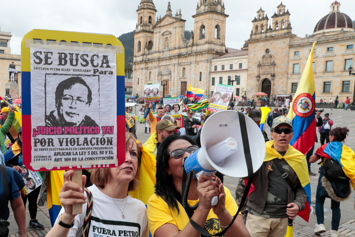 Protestas en Bogotá contra el presidente Gustavo Petro