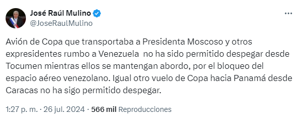 Tweet presidente de Panamá