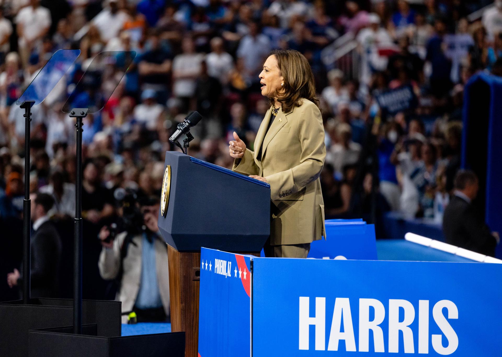 US Vice President Kamala Harris and Governor Tim Walz campaign in Arizona