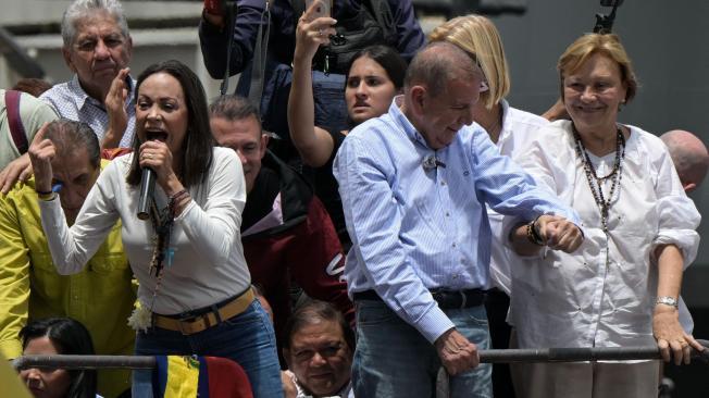 Líderes María Corina Machado y Edmundo González. Foto:AFP