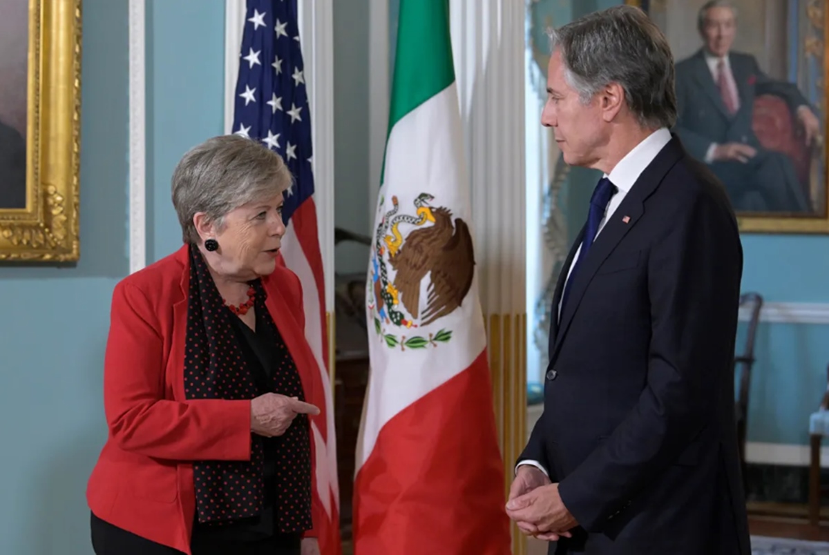 El Secretario de Estado de los Estados Unidos, Antony Blinken, se reúne con la Secretaria de Relaciones Exteriores de México, Alicia Bárcena