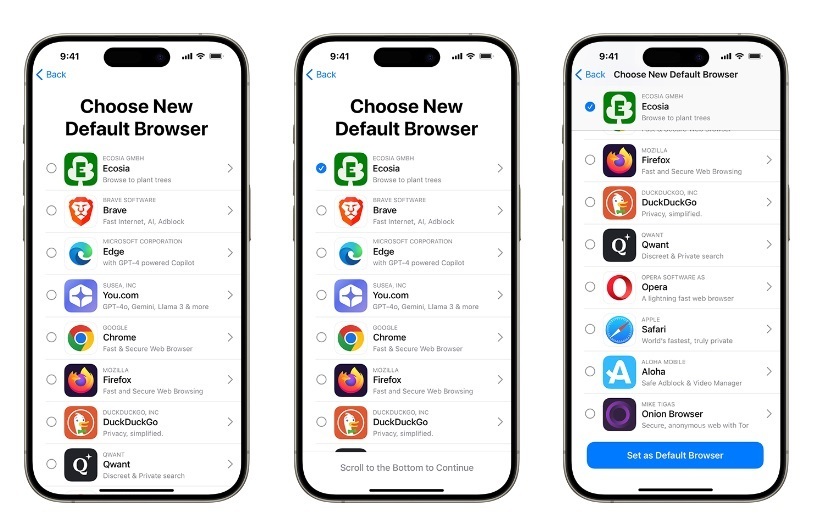 Latam.-iOS 18 introducirá cambios en la pantalla de elección de navegador y permitirá desinstalar y cambiar apps del sistema