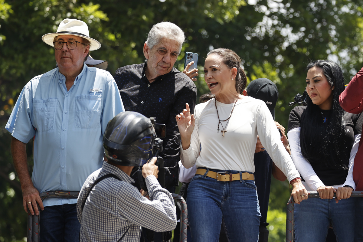 María Corina Machado en la protesta del sábado 17 de agosto. Foto EFE