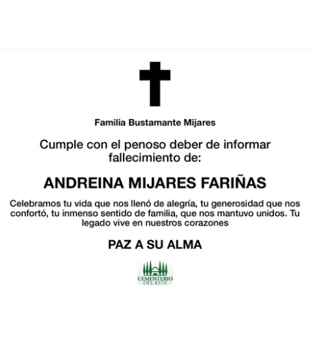 Obituario Andreina Mijares Fariñas