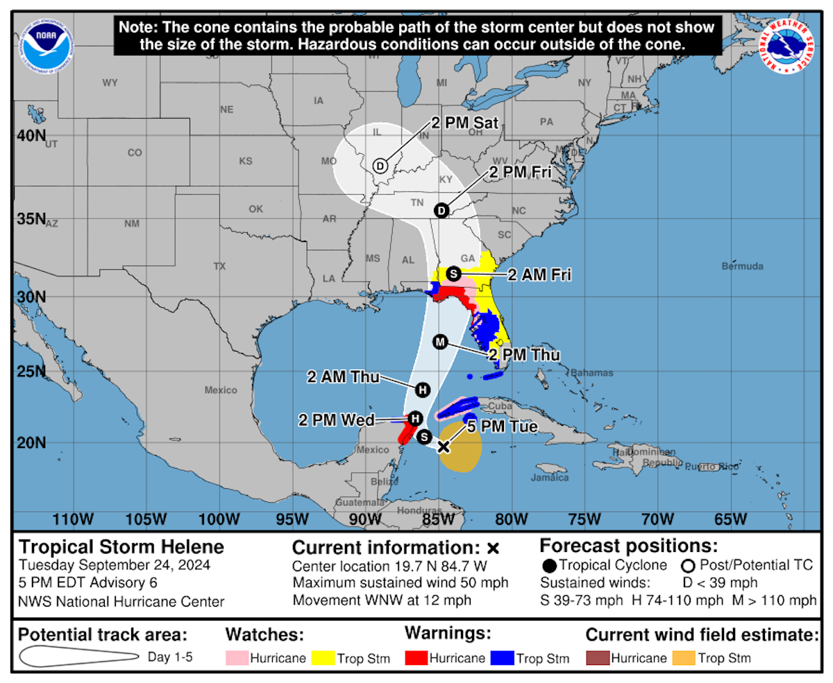 Helene podría tocar Florida este jueves como huracán