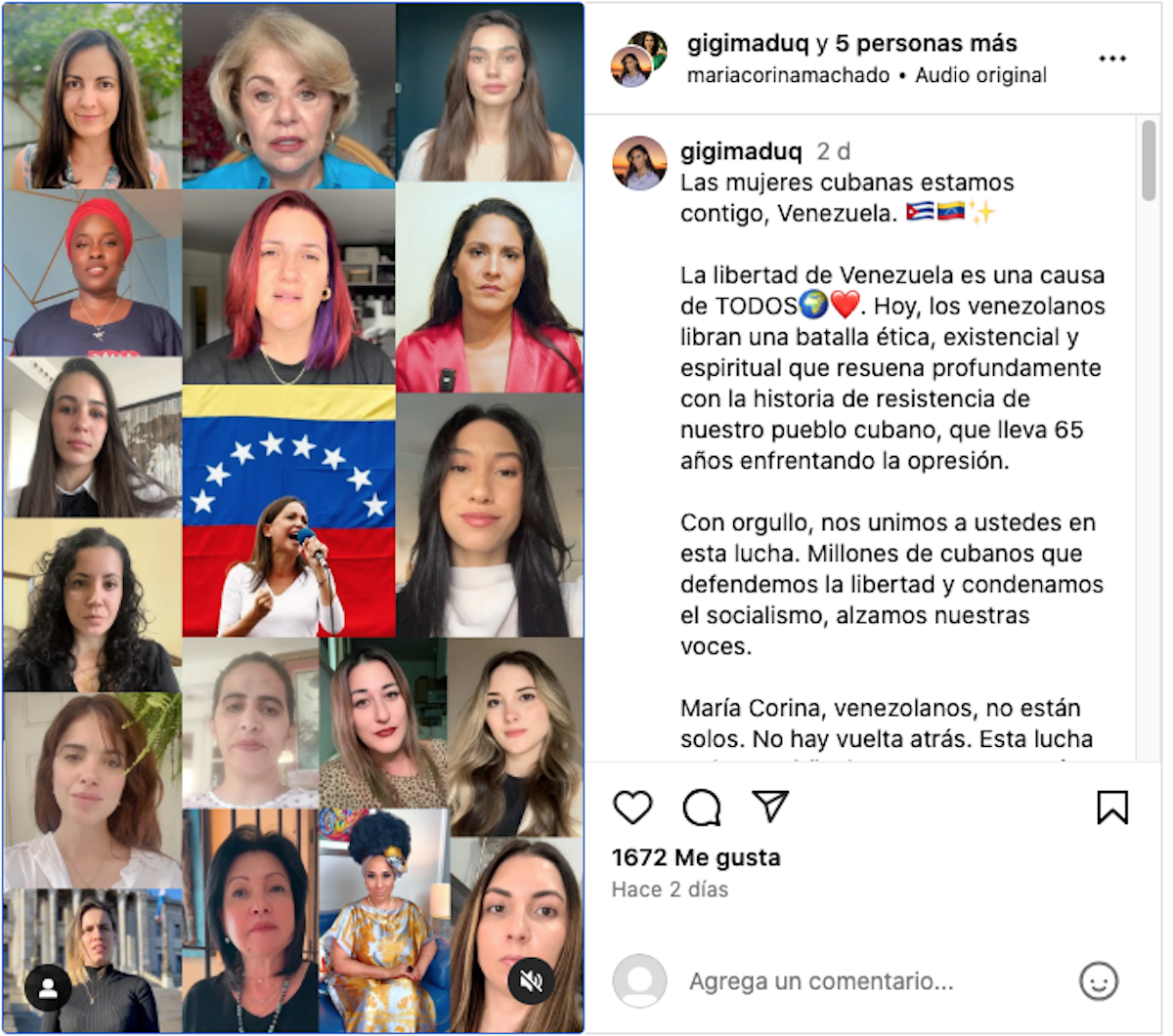 Mujeres cubanas expresan su apoyo a María Corina Machado