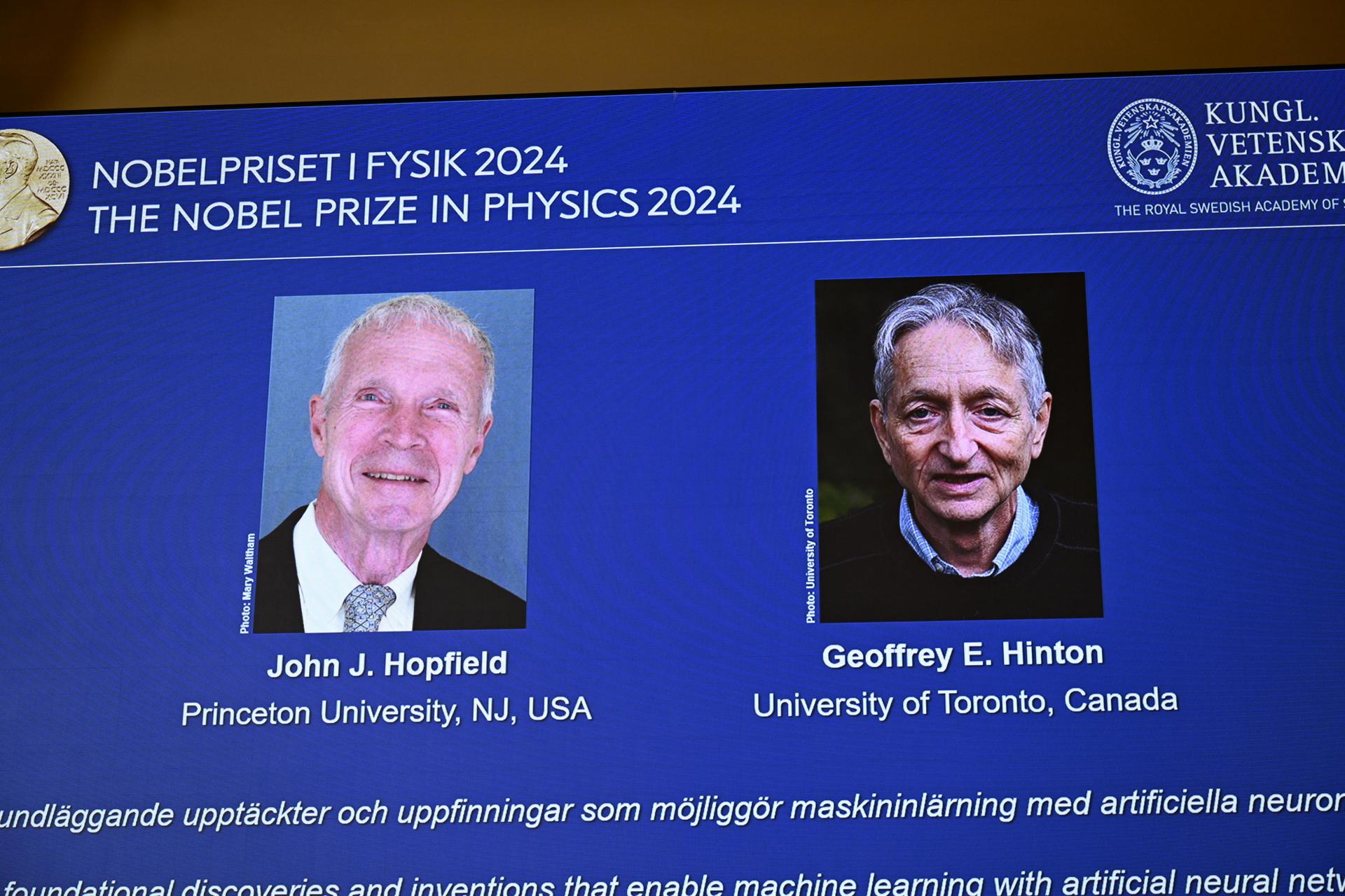 John J Hopfield and Geoffrey E Hinton awarded Nobel Prize in Physics