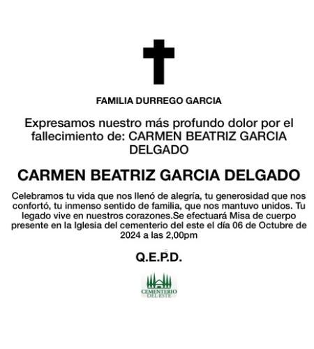 Obituario Carmen Beatriz García Delgado