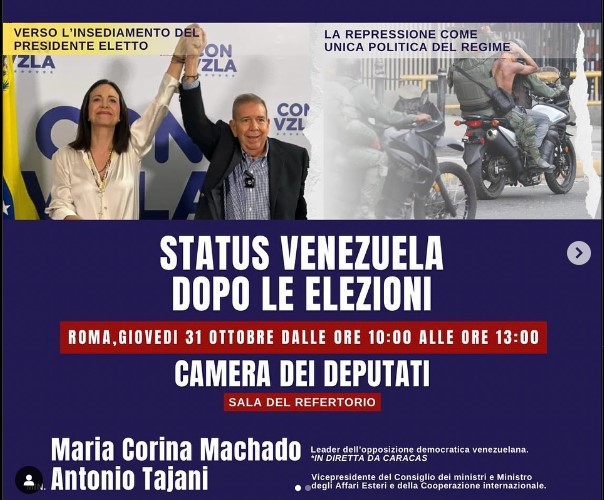 «La voz misma de la lucha por la democracia venezolana»: el foro en el que participan María Corina Machado y Antonio Tajani