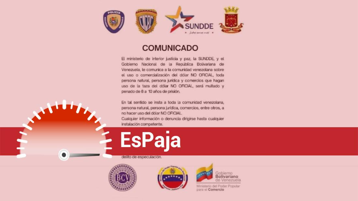 ¿Gobierno emitió comunicado conjunto que advierte de prisión de hasta 10 años a quienes utilicen el dólar paralelo?