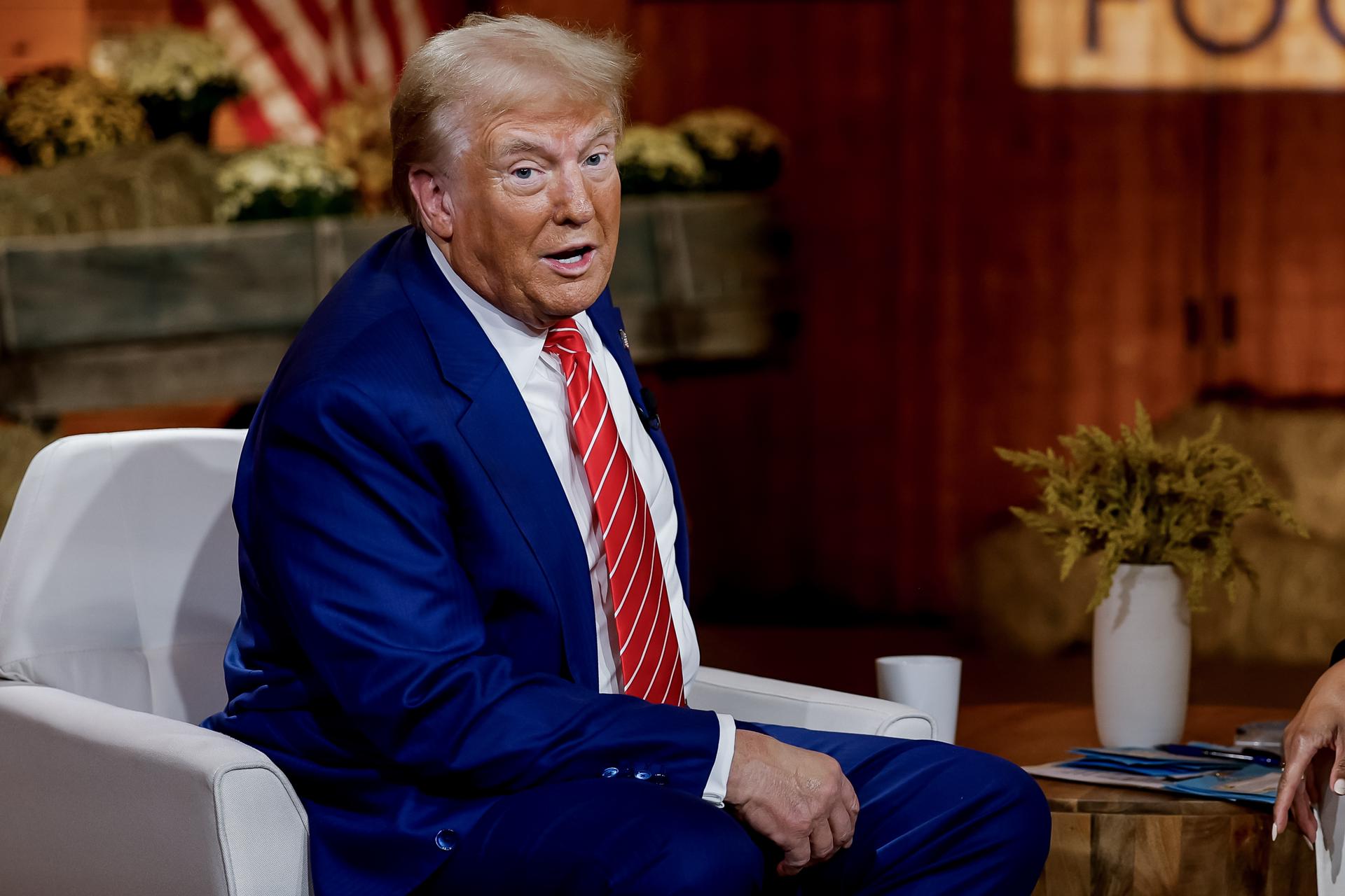 Former US president and Republican presidential nominee Donald Trump participates Fox News Channel town hall in Cumming, Georgia