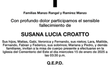 Obituario Susana Lucia Croatto